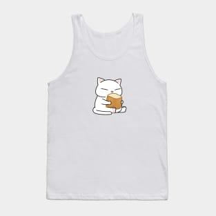 White Chubby Cat Toast Tank Top